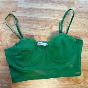 Adika Green Bustier Corset Mesh Bra Top‎